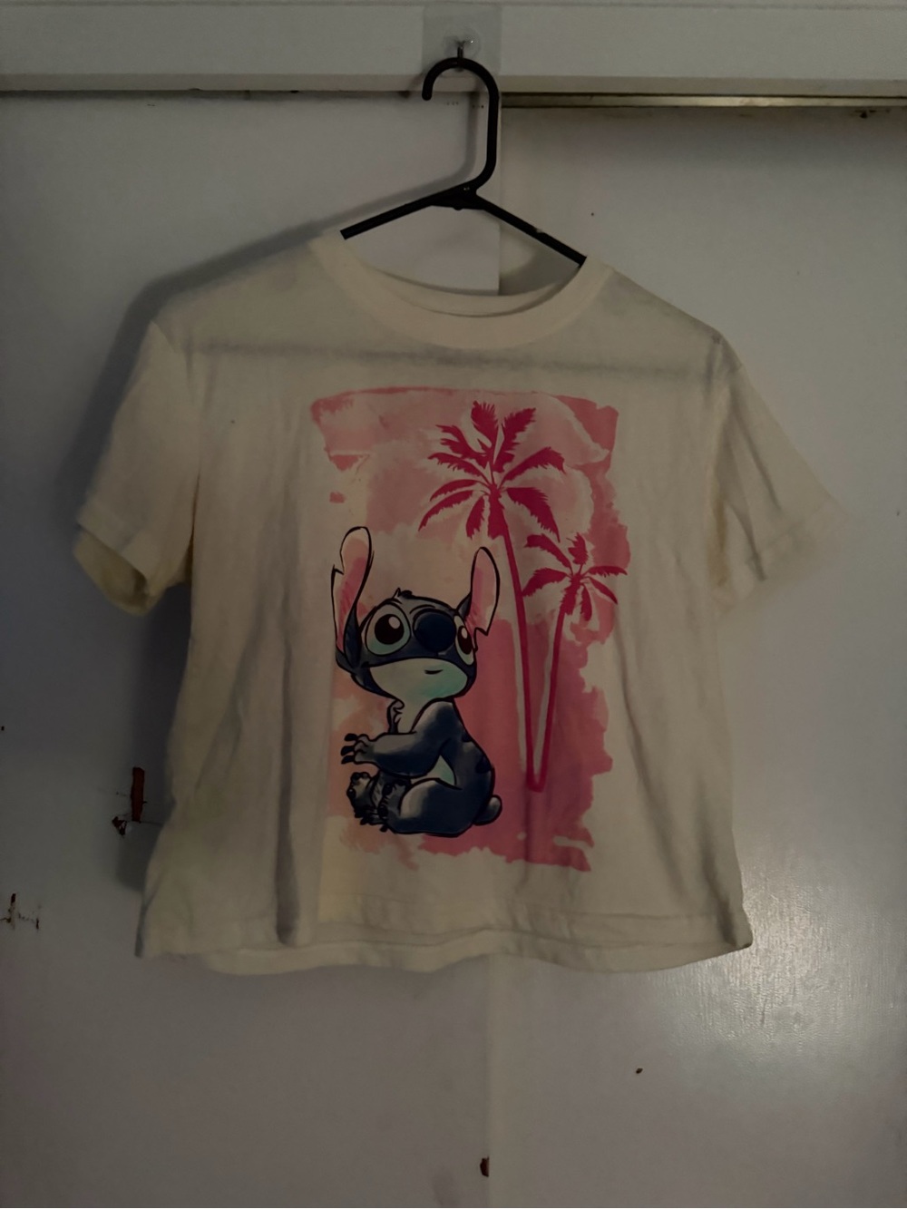 Girls Cream T-Shirt with Pink Stitch and Stitch Graphic